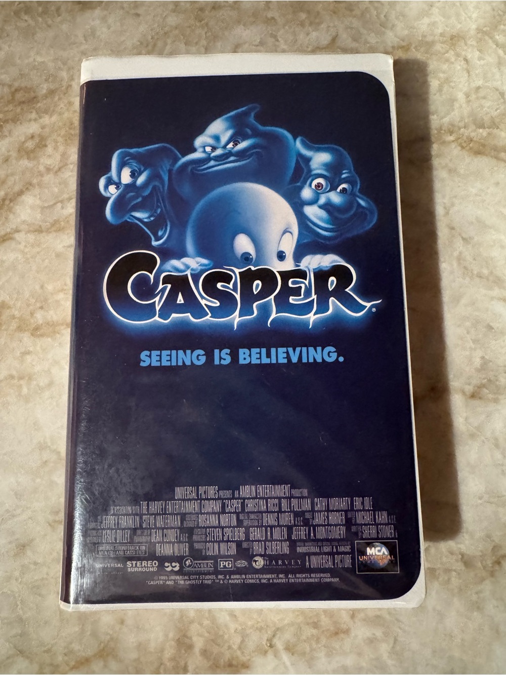 Casper VHS Cover - Navy Blue Ghost Graphic